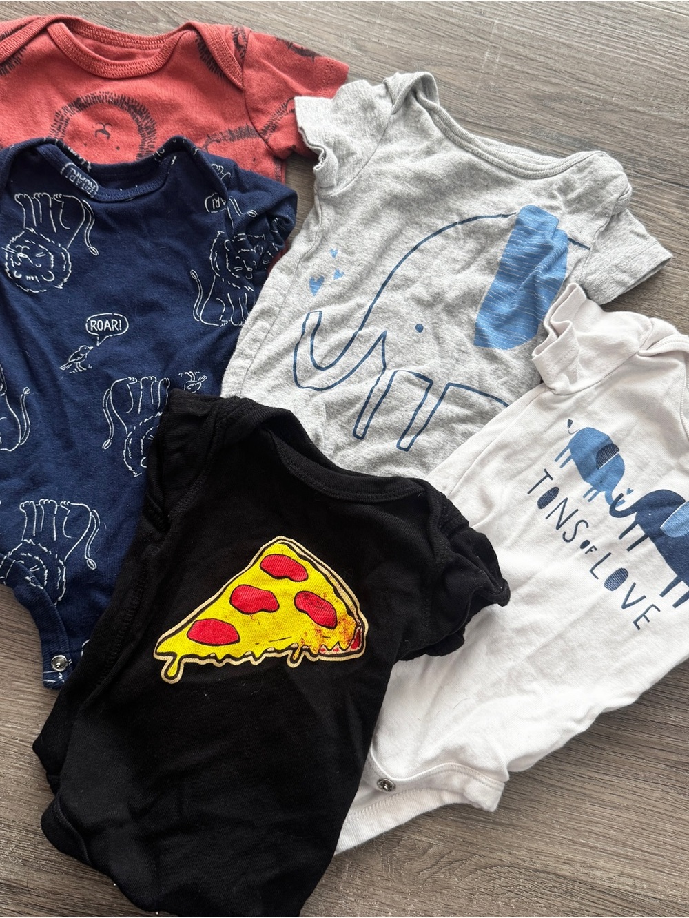 Mixed Kids Short-Sleeve Onesies - Navy, Gray, Black, White, Coralo